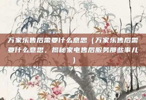 万家乐售后需要什么意思（万家乐售后需要什么意思，揭秘家电售后服务那些事儿）