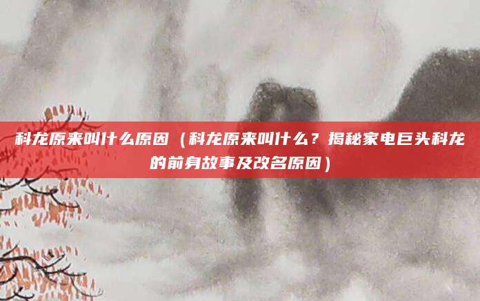 科龙原来叫什么原因（科龙原来叫什么？揭秘家电巨头科龙的前身故事及改名原因）