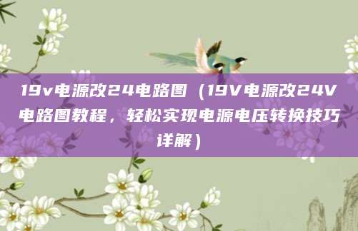19v电源改24电路图（19V电源改24V电路图教程，轻松实现电源电压转换技巧详解）