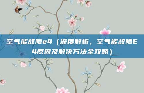 空气能故障e4（深度解析，空气能故障E4原因及解决方法全攻略）