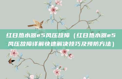 红日热水器e5风压故障（红日热水器e5风压故障详解快速解决技巧及预防方法）