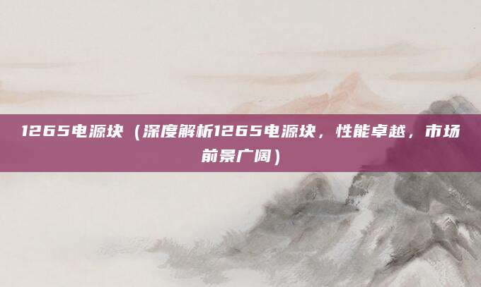 1265电源块(深度解析1265电源块,性能卓越,市场前景广阔)
