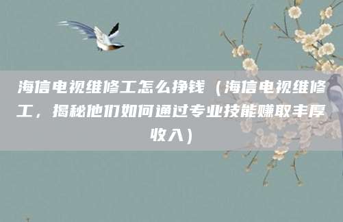海信电视维修工怎么挣钱（海信电视维修工，揭秘他们如何通过专业技能赚取丰厚收入）