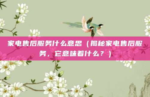 家电售后服务什么意思（揭秘家电售后服务，它意味着什么？）