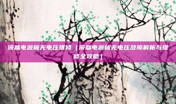 液晶电源板无电压维修（液晶电源板无电压故障解析与维修全攻略）