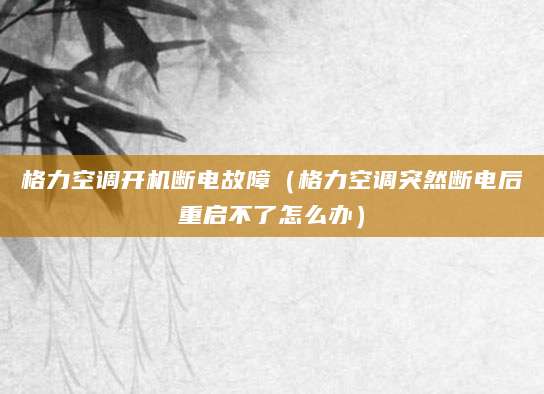 格力空调开机断电故障（格力空调突然断电后重启不了怎么办）