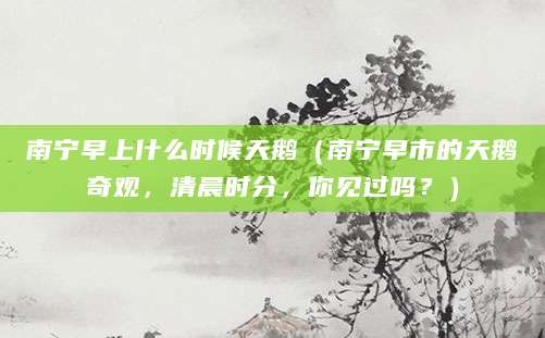 南宁早上什么时候天鹅（南宁早市的天鹅奇观，清晨时分，你见过吗？）