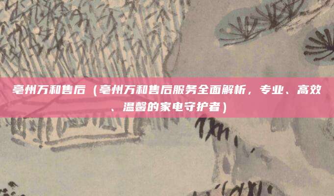 亳州万和售后（亳州万和售后服务全面解析，专业、高效、温馨的家电守护者）