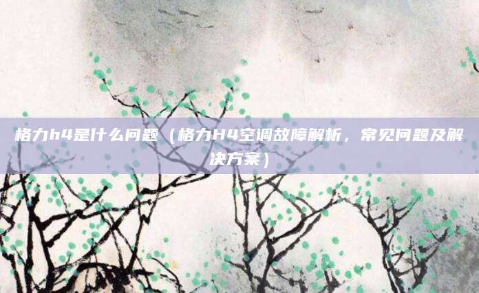 格力h4是什么问题（格力H4空调故障解析，常见问题及解决方案）