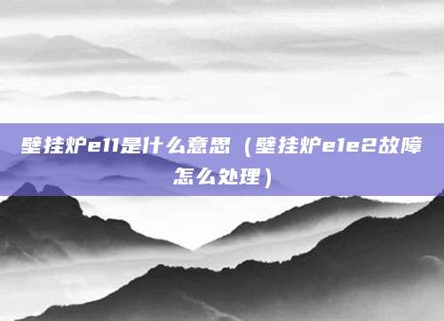 壁挂炉e11是什么意思（壁挂炉e1e2故障怎么处理）