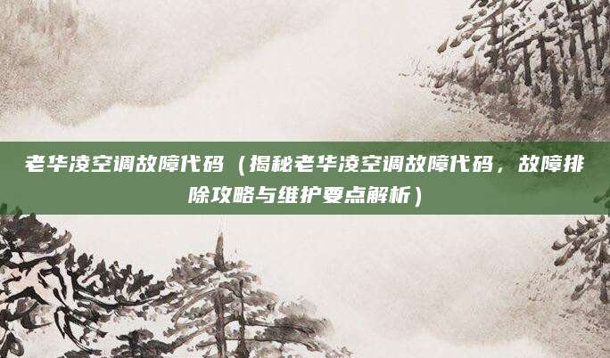 老华凌空调故障代码（揭秘老华凌空调故障代码，故障排除攻略与维护要点解析）