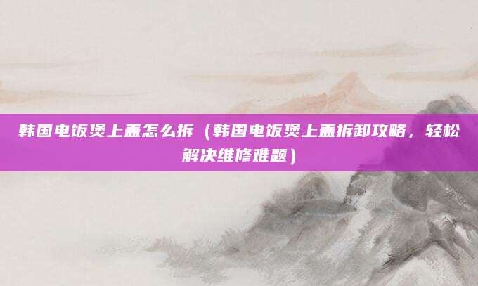 韩国电饭煲上盖怎么拆（韩国电饭煲上盖拆卸攻略，轻松解决维修难题）