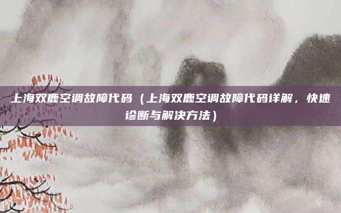 上海双鹿空调故障代码（上海双鹿空调故障代码详解，快速诊断与解决方法）