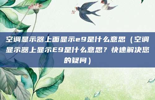 空调显示器上面显示e9是什么意思（空调显示器上显示E9是什么意思？快速解决您的疑问）
