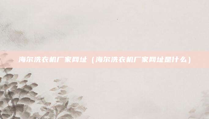 海尔洗衣机厂家网址（海尔洗衣机厂家网址是什么）