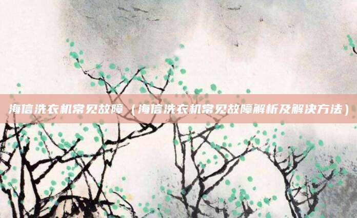海信洗衣机常见故障（海信洗衣机常见故障解析及解决方法）