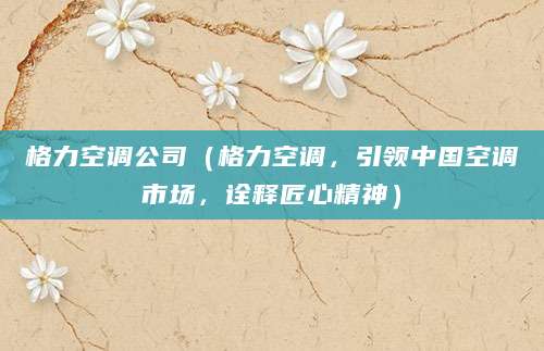 格力空调公司（格力空调，引领中国空调市场，诠释匠心精神）