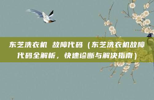 东芝洗衣机 故障代码（东芝洗衣机故障代码全解析，快速诊断与解决指南）