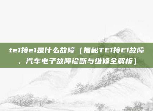 te1接e1是什么故障（揭秘TE1接E1故障，汽车电子故障诊断与维修全解析）
