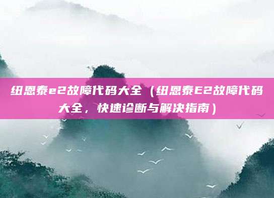 纽恩泰e2故障代码大全（纽恩泰E2故障代码大全，快速诊断与解决指南）