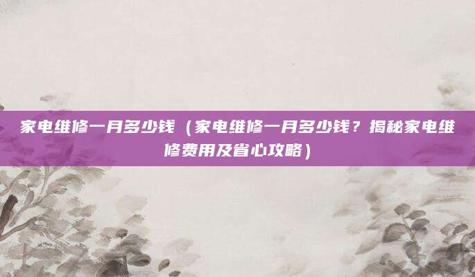 家电维修一月多少钱（家电维修一月多少钱？揭秘家电维修费用及省心攻略）