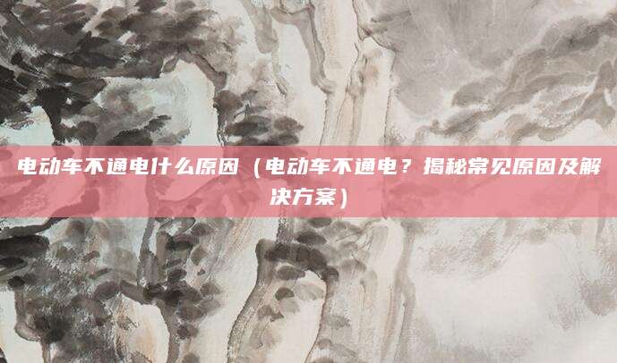 电动车不通电什么原因（电动车不通电？揭秘常见原因及解决方案）