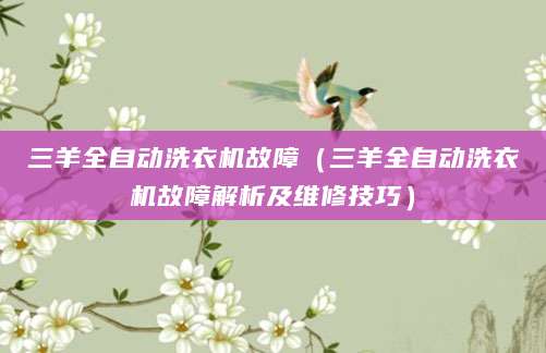 三羊全自动洗衣机故障（三羊全自动洗衣机故障解析及维修技巧）