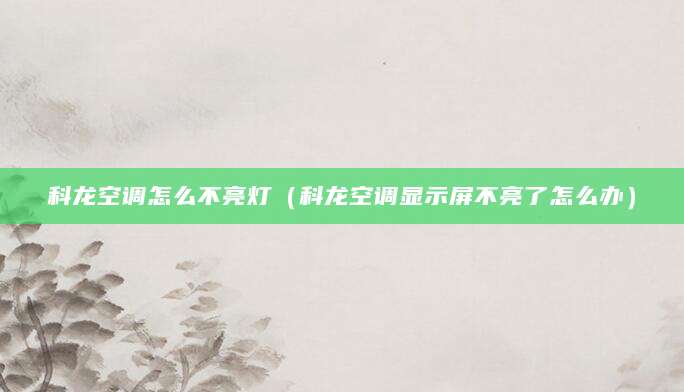 科龙空调怎么不亮灯（科龙空调显示屏不亮了怎么办）