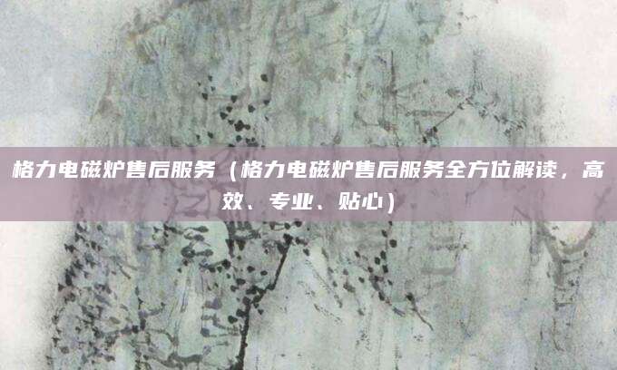 格力电磁炉售后服务（格力电磁炉售后服务全方位解读，高效、专业、贴心）