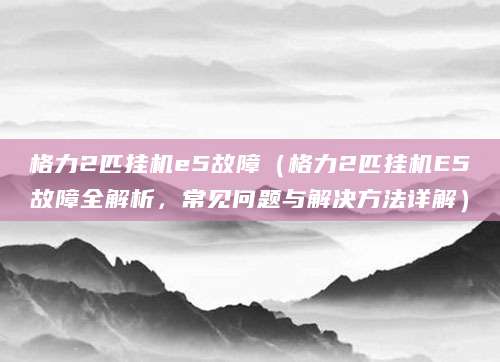 格力2匹挂机e5故障(格力2匹挂机E5故障全解析,常见问题与解决方法详解)