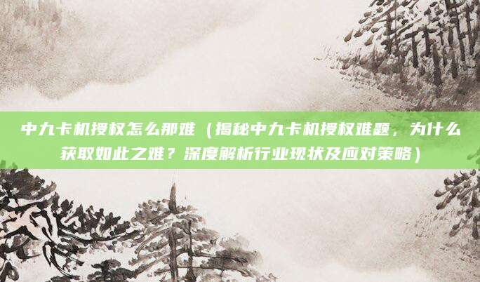 中九卡机授权怎么那难（揭秘中九卡机授权难题，为什么获取如此之难？深度解析行业现状及应对策略）