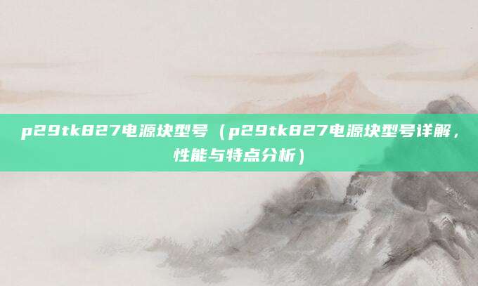 p29tk827电源块型号（p29tk827电源块型号详解，性能与特点分析）