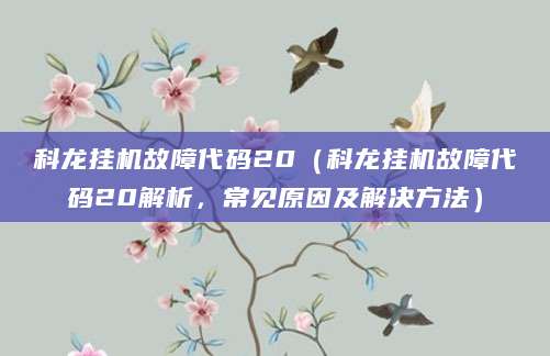 科龙挂机故障代码20（科龙挂机故障代码20解析，常见原因及解决方法）