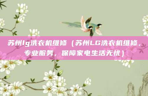 苏州lg洗衣机维修（苏州LG洗衣机维修，专业服务，保障家电生活无忧）