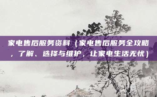 家电售后服务资料（家电售后服务全攻略，了解、选择与维护，让家电生活无忧）