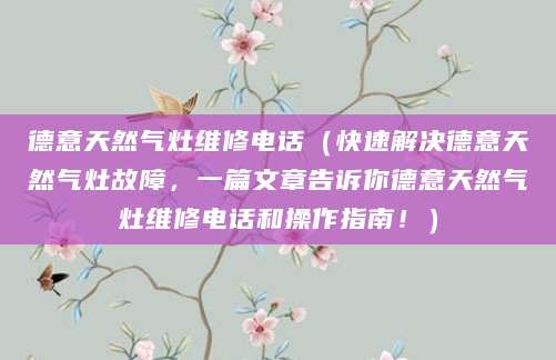 德意天然气灶维修电话（快速解决德意天然气灶故障，一篇文章告诉你德意天然气灶维修电话和操作指南！）