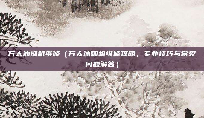 方太油烟机维修（方太油烟机维修攻略，专业技巧与常见问题解答）