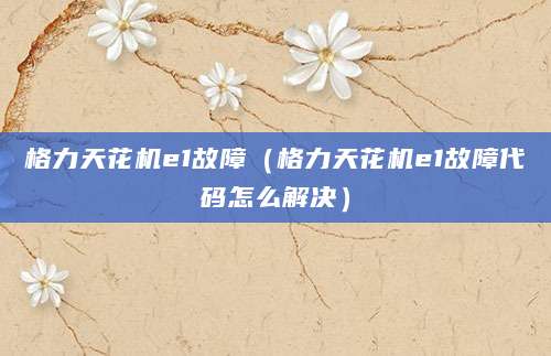 格力天花机e1故障（格力天花机e1故障代码怎么解决）