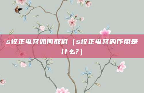 s校正电容如何取值（s校正电容的作用是什么?）