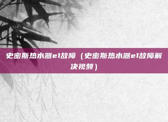 史密斯热水器e1故障（史密斯热水器e1故障解决视频）