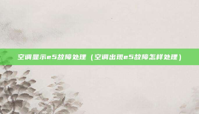 空调显示e5故障处理（空调出现e5故障怎样处理）