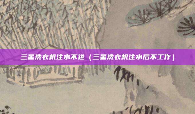 三星洗衣机注水不进（三星洗衣机注水后不工作）