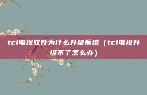 tcl电视软件为什么升级系统（tcl电视升级不了怎么办）