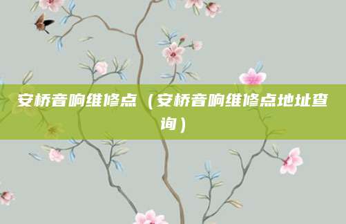 安桥音响维修点（安桥音响维修点地址查询）