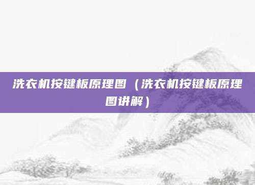 洗衣机按键板原理图（洗衣机按键板原理图讲解）