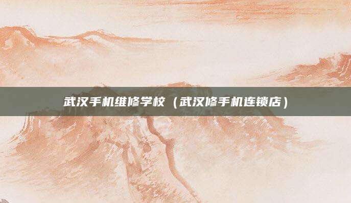 武汉手机维修学校（武汉修手机连锁店）