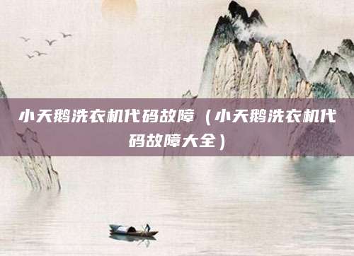 小天鹅洗衣机代码故障（小天鹅洗衣机代码故障大全）