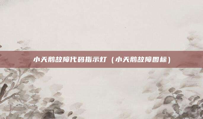 小天鹅故障代码指示灯（小天鹅故障图标）