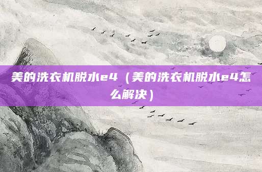 美的洗衣机脱水e4（美的洗衣机脱水e4怎么解决）