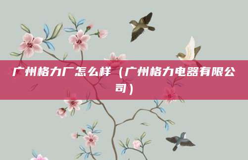 广州格力厂怎么样（广州格力电器有限公司）